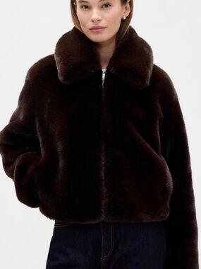 Gap Dark Brown Faux Fur Jacket